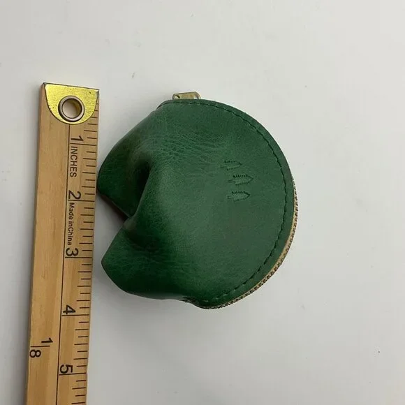 Portland Leather Goods Fortune Cookie Coin Pouch Charm Emerald Green - Picture 6 of 9